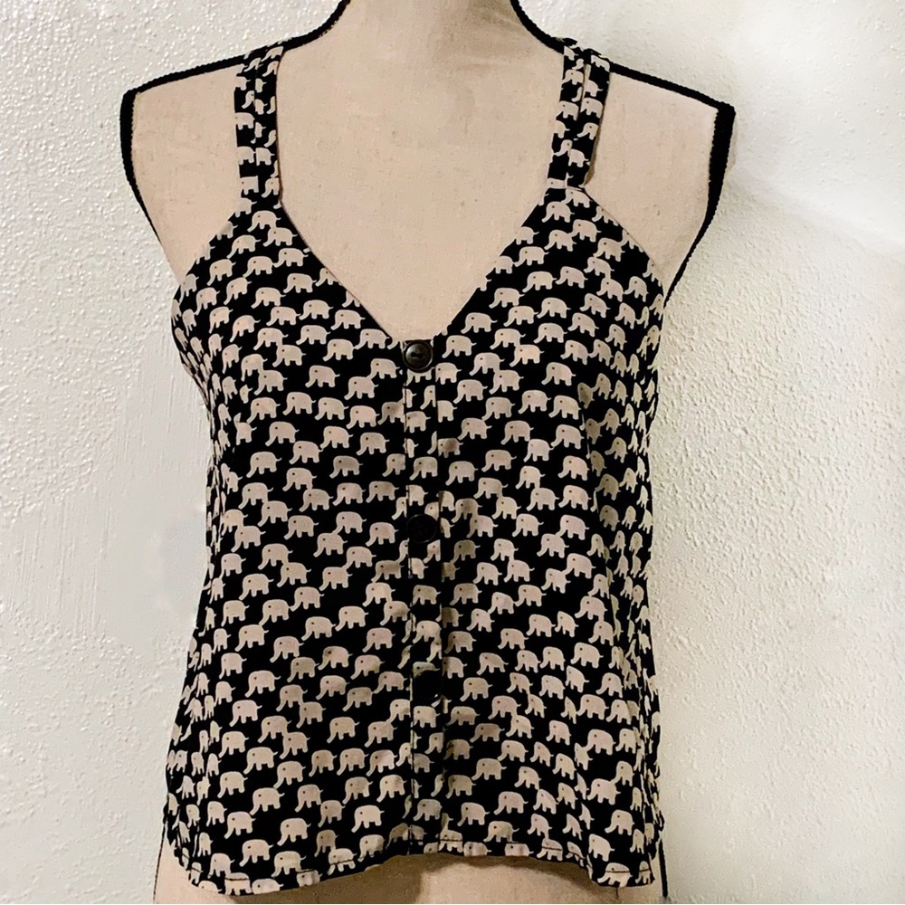 Audrey 3+1 elephant print racerback top- xs